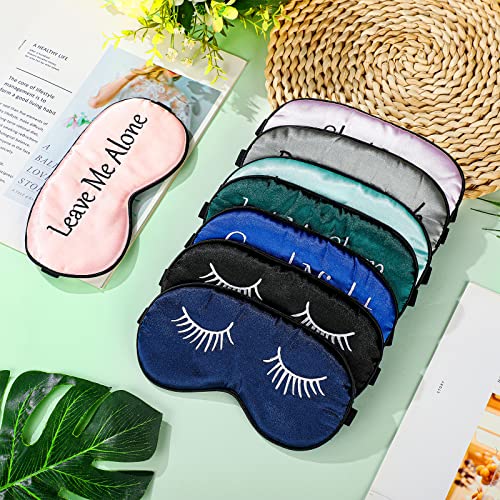 8 Pieces Funny Sleep Mask Silk Eye Mask with Adjustable Strap Soft Cute Blackout Blindfold Eye Cover for Women Men Full Night's Sleep, Travel, Nap, Meditation(Retro Colors) - color: Retro Colors