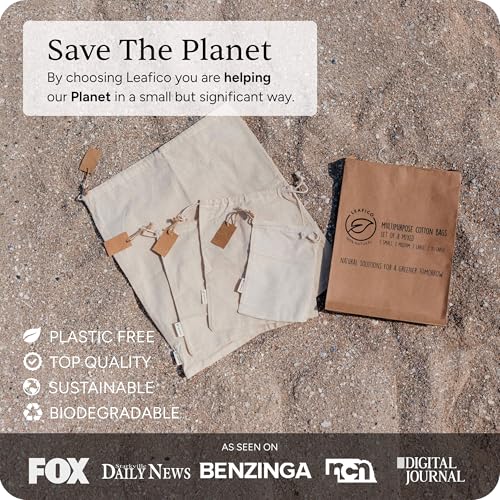 LEAFICO Reusable Produce Storage Bags - XX-Large 19x23 3 Pack - Breathable Muslin Fabric Sacks with Drawstrings – Dust-Proof Travel Cotton Bags for Laundry, Clothes, Purses - size: XX-Large 19x23"(3pack)