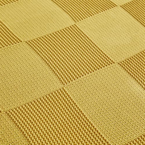 Longhui bedding 100% Cotton Chunky Cable Knit Throw Blanket for Sofa Couch Bed Baby Nursery, Farmhouse Chessboard Grid Woven Blanket with Bonus Laundering Bag, 51 x 63 Inches, Mustard Yellow - color: Mustard Yellow, size: 51” x 63”