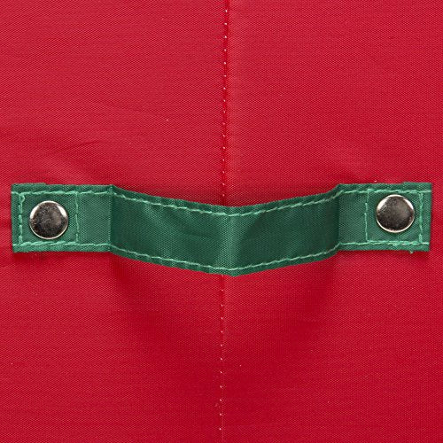 Household Essentials 545RED 545 Holiday Vision Storage Box with Lid and Handles | Tabletop Linen Storage Set | Red Canvas with Green Trim