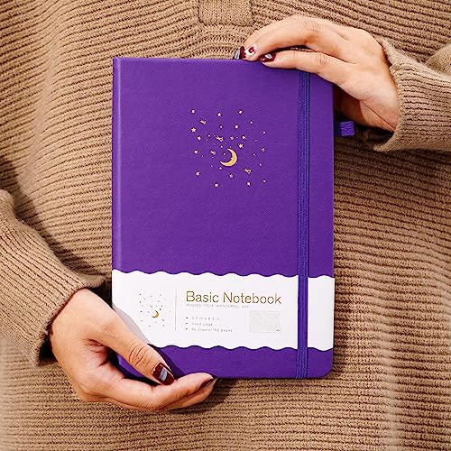 CAGIE Lined Journal Notebook for Work, Hardcover Notebook Journal with Pen Loop, A5 Notebook Journal Cover, Medium 5.7" x 8.3", (Purple Ruled), Gifts - color: 01 Purple