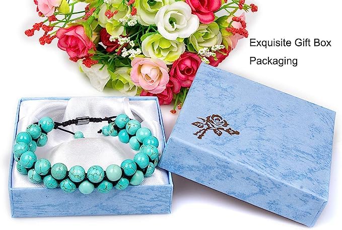 108 Mala Beads Necklace 7 Chakra Tree of Life Pendant Prayer Buddha Bracelets Healing Stone Yoga Men Women Jewelry - color: Turquoise Lava-2 Beads