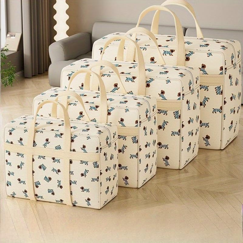 Extra Large Foldable Storage Bag with Handles, Heavy-Duty Non-Woven Fabric, Dustproof & Moisture Resistant for Blankets, Moving, Packing and Travel, Home Organization Solution Clothes Organizer - L