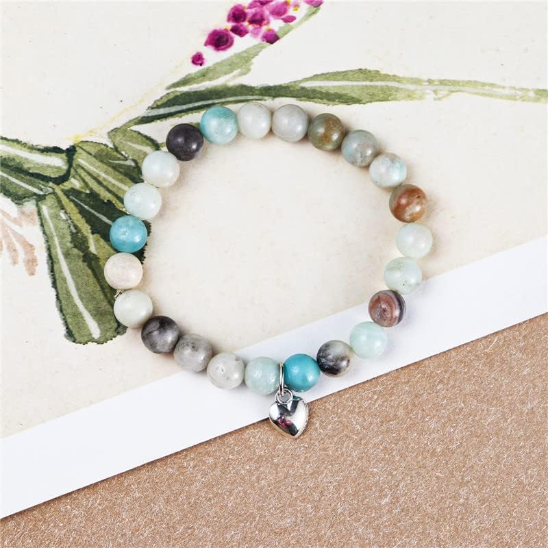 Pingyongchang Stress Relief Anxiety Yoga Bracelet,Mantra Bracelets for Women Natural Crystal Stone Healing Gifts Birthday Gifts for Jade Bracelet for Men - color: Amazonite