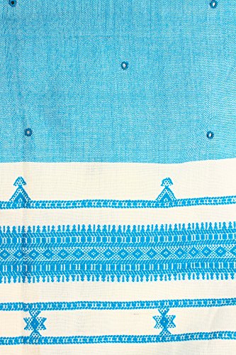 Exotic India Shawl from Kutch with Embroidered Mirrors - Pure Wool - color: Air Blue