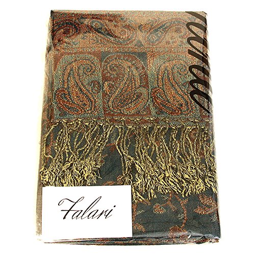 Falari Women's Reversible Paisley Pashmina Shawl Wrap Scarf For Evening Dresses Festivals Any Occasions All Seasons 80"x27" - color: Style 1 - Cyan
