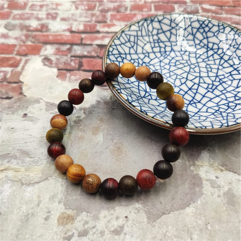 COLORFUL BLING Handmade Wooden Prayer Beaded Bracelet for Men Women Tibetan Buddhist Meditation Mala Beaded Stretch Bracelet Bangle Wood Jewelry - color: mix