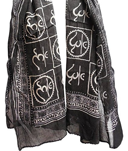 OMA® Hand Printed Om Shawl Wrap With Sacred Om Sign Design