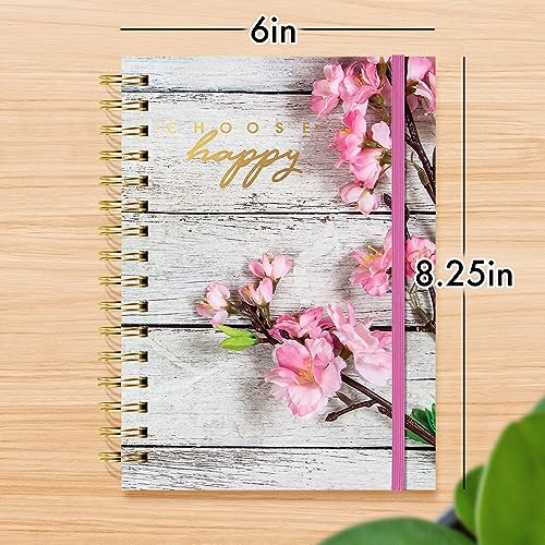 Designer Greetings, Designer Papers Flex Cover Journal with Elastic Band, "Choose Happy" Rustic Blooming Flowers Design - 320 Pages (6” x 8.25”) - Perfect for Work, School, Creative Writing, Personal - style: "Choose Happy" Rustic Blooming Flowers
