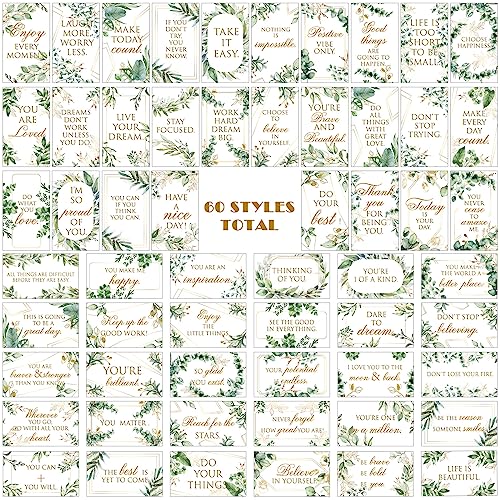 Jinei 300 Inspirational Affirmation Cards Bulk Daily Positive Motivational Gifts Cards Small Mini Encouragement Quotes for Women Coworker Team(Eucalyptus) - style: Eucalyptus