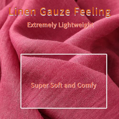 Harewom Lightweight Gauze Linen Feeling Shawl Wraps for Women Beach Summer Scarf for Evening Wedding Dresses - color: Shawl Wraps - Hot Pink