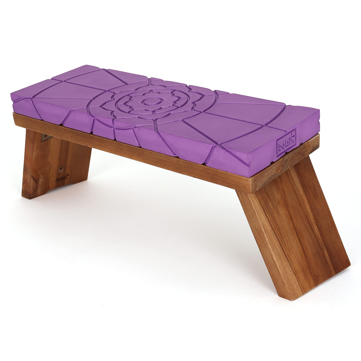 Teak Meditation Bench - Meditation Seat - Meditation Stool - Kneeling Meditation Chair - Portable Folding Meditation Bench - Seiza Yoga Meditation Bench - Prayer Bench (Violet/Teak) - color: Violet / Teak