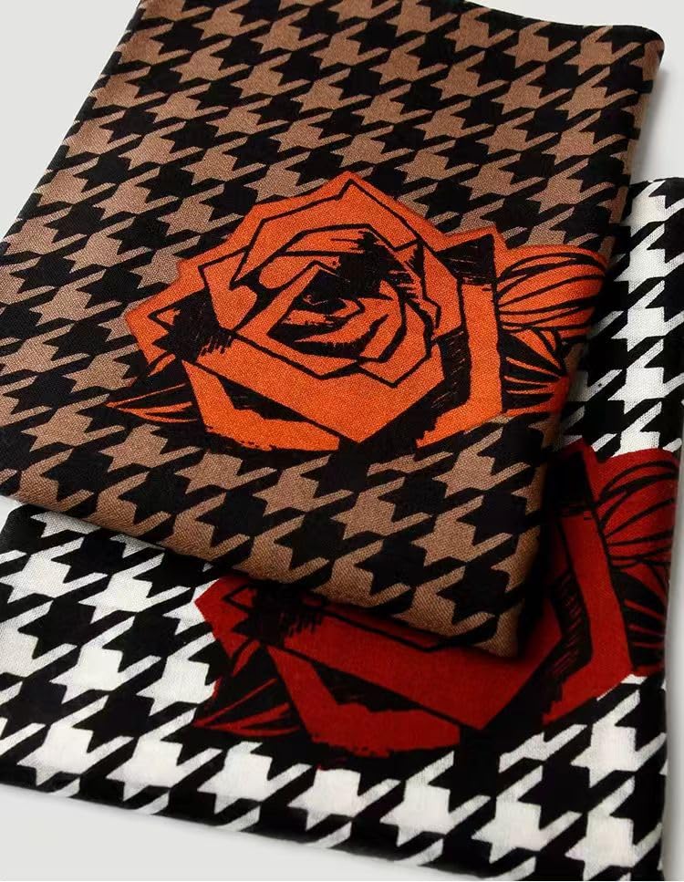 Cashmere-soft Mercerized wool Shawl Pashmina Lightweight Travel Wrap & Evening Scarf |Office |Wedding - color: Thousand Bird Check + Peony Dark Brown