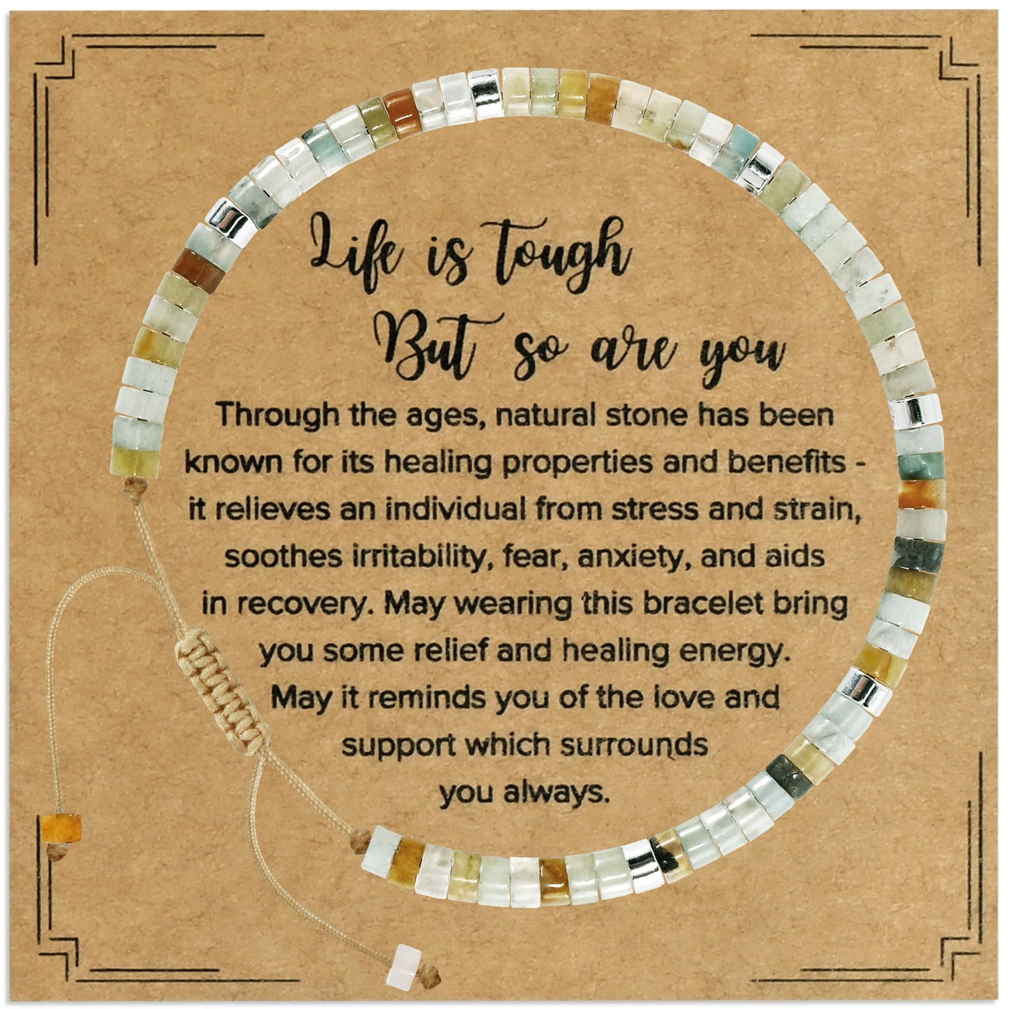 VIBILIA Get Well Gifts for Women, Inspirational Gifts Natural Stone Healing Bracelet, Thinking of You Encouragement Strength Bracelets for Women on Birthday Valentine's Day Easter Mother's Day - color: C. Amazonite