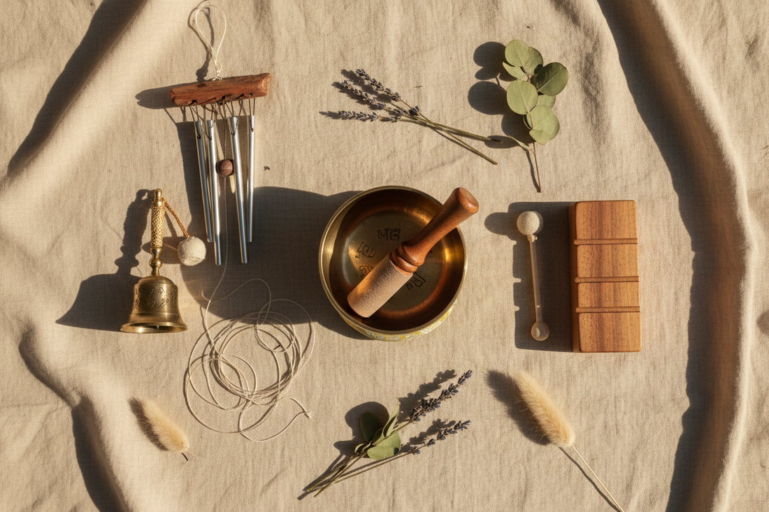 Discover meditation sound tools such as singing bowls, bells, wind chimes, and wooden sound blocks for creating a calmer and more intentional daily ritual.
