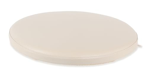 Sigmat PU Leather Round Chair Cushion Memory Foam Waterproof Round Stool Cushion for Kitchen Stool, Living Room Chiar, Office Chair, Car or Floor Pillow (12 Inch, Off White) - color: Off White, size: 12 Inch