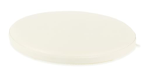 Sigmat PU Leather Round Chair Cushion Memory Foam Waterproof Round Stool Cushion for Kitchen Stool, Living Room Chiar, Office Chair, Car or Floor Pillow(14 Inch, Ivory) - color: Ivory, size: 14 Inch