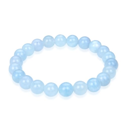Adabele 1pc Natural Stretch Gemstone Bracelet 8mm (0.31") Bead 7 Inch to 8.5 inch Healing Crystal Energy Quartz Chakra Jewelry Women Unisex Birthday Gift - color: Aquamarine quartz, size: 8 inch