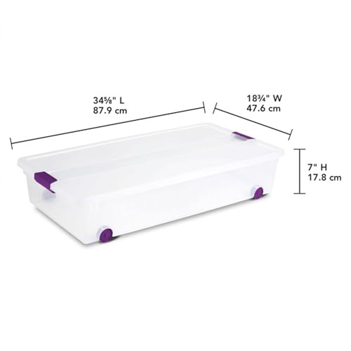 Sterilite 12-Pack ClearView Latch Box, Wheeled Underbed Organizer Bins for Home, 60 Quart - size: 12 Pack, style: 60 Quart
