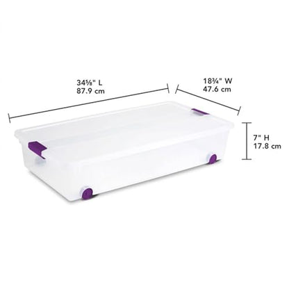 Sterilite 12-Pack ClearView Latch Box, Wheeled Underbed Organizer Bins for Home, 60 Quart - size: 12 Pack, style: 60 Quart
