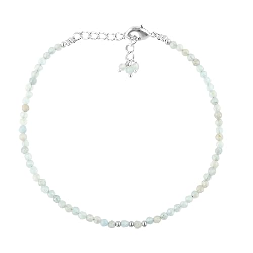 Natural Gemstone Beaded Bracelet, Microfaceted Crystals, Handmade Dainty Jewelry, Bohemian Plated Bracelet-Gift - style: Aquamarine Stone