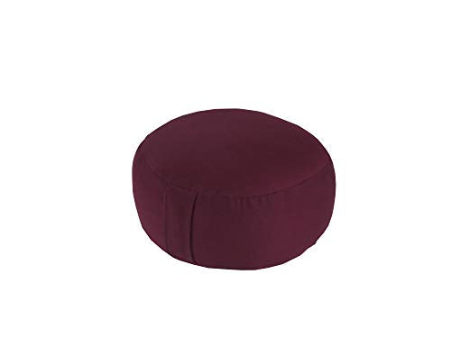 Round Buckwheat Zafu Meditation Cushion - color: Burgundy