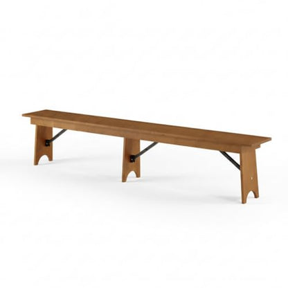 Vineyard 8' Barrel Brown Wood Folding Bench 12" x 96" - size: 96"