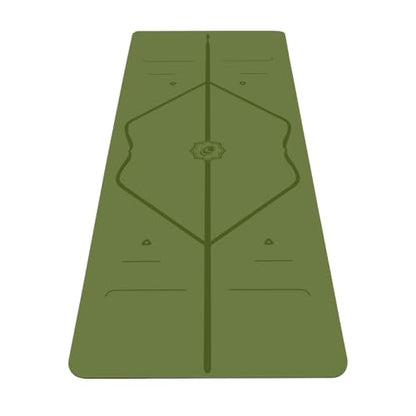 Liforme Travel Yoga mat – Patented Alignment System, Warrior-Like Grip, Non-Slip, Eco-Friendly, Ultra-Lightweight and Sweat Resistant, Made with Natural Rubber - color: Olive