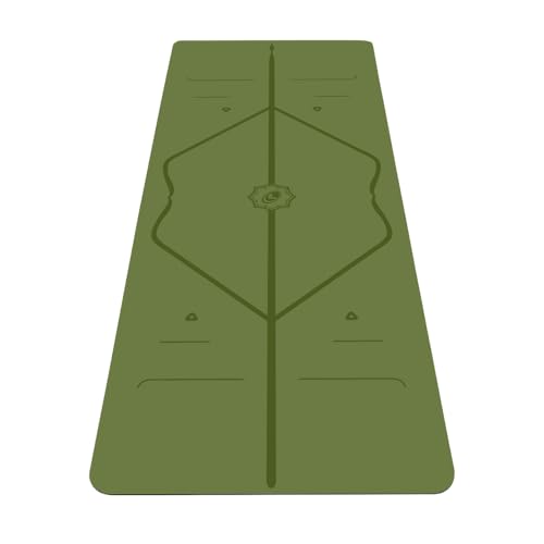 Liforme Travel Yoga mat – Patented Alignment System, Warrior-Like Grip, Non-Slip, Eco-Friendly, Ultra-Lightweight and Sweat Resistant, Made with Natural Rubber - color: Olive