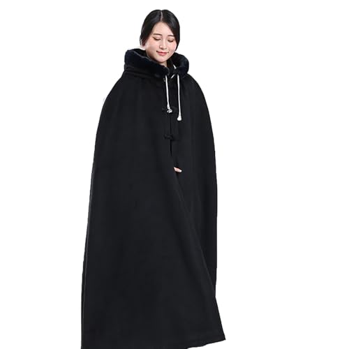Winter Meditation Cape,Meditation Cloak Meditation Clothes Zen Cloak Unisex Double-Layer Plush Thickened Fur Collar - color: Black, size: 3X-Large