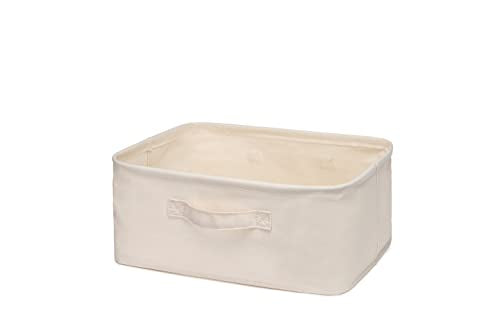 Decorative Basket Rectangular Fabric Storage Bin Organizer Basket with Handles for Clothes Storage (10.2 x 7.2 x 6.2, Beige) - size: 10.2 x 7.2 x 6.2''