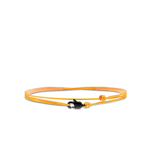 Made by Nami Nautical Rope Bracelet for Men Waterproof & Adjustable Wrap String Bracelets with Snap Hook Gift for Him - color: Orange Black