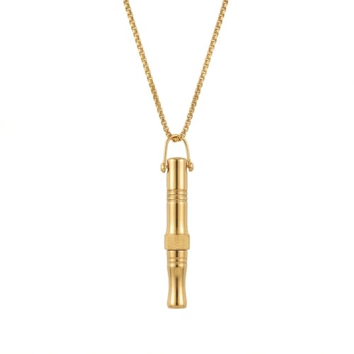 Breathing Easy Necklace, Mindfulness Breathing Stainless Steel Pendant for Stress Relief, Anxiety Management & Smoking Cessation Aid, Intricate Engraving for Men Women - color: Cylindrical Rotating Fidget Ring-Gold