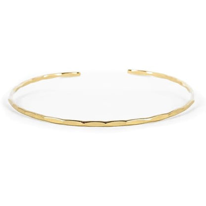 Thin Hammered Cuff, in Solid Sterling Silver, 14K Gold Fill, and Rose Gold Fill; Delicate Handmade Stacking Bracelet for Women by Lotus Stone Design - color: Gold, size: Medium