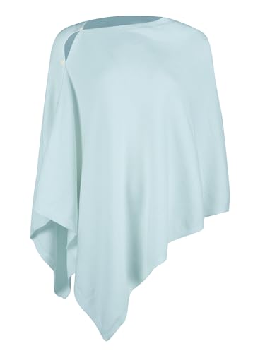 Lacretazhi Women'S Shawl Wraps Poncho Sweater Lightweight Knit Scarf With Buttons Versatile Cape Cardigan Spring Summer Fall - color: Light Blue