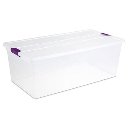 Sterilite 12-Pack 110 Quart ClearView Latch Box, Stackable Organizer Bins with Latching Lids - Clear Plastic Organization Containers for Closet, Bedroom, Shelving Units and Everyday Home Storage - size: 12 Pack, style: 110 Quart