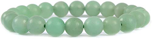 Angelstones Handmade Natural Healing Gemstone 8mm Round Beads Stretch Crystal Bracelet 7 Inch Unisex - color: Matt Frosted Green Aventurine
