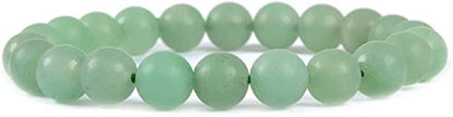 Angelstones Handmade Natural Healing Gemstone 8mm Round Beads Stretch Crystal Bracelet 7 Inch Unisex - color: Matt Frosted Green Aventurine