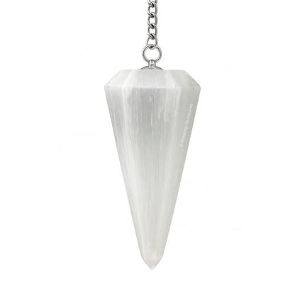 Amazing Gemstone Selenite Crystal Pendulum for Divination - Certified Dowsing Crystals and Healing Stones for Chakra Balancing and Meditation - Enhance Reiki Spiritual Growth with Healing Crystals - color: Selenite