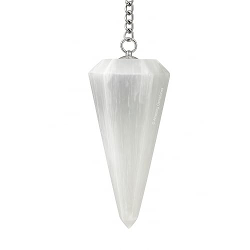 Amazing Gemstone Selenite Crystal Pendulum for Divination - Certified Dowsing Crystals and Healing Stones for Chakra Balancing and Meditation - Enhance Reiki Spiritual Growth with Healing Crystals - color: Selenite