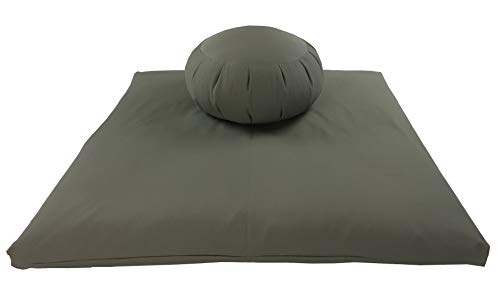 Buckwheat Zafu and Zabuton Meditation Cushion Set (2pc) - color: Olive