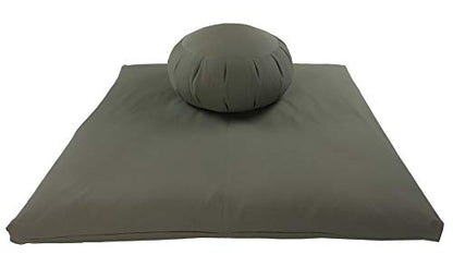 Buckwheat Zafu and Zabuton Meditation Cushion Set (2pc) - color: Olive
