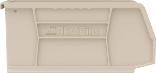 Akro-Mils 30237 AkroBins Plastic Storage Bins, Space-Saving Stackable Bins for Garage, Pantry, Craft Organization, 9" x 6" x 5", Stone, 12-Pack - color: Stone