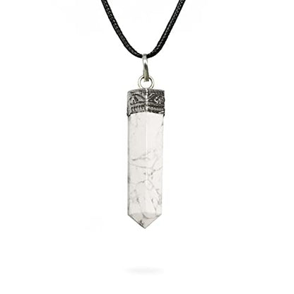Ayana Crystals White Howlite Necklace – Calm & Clarity in a Crystal Pendant – Handcrafted Hexagonal Reiki Jewelry on Adjustable Cord