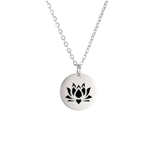 925 Sterling Silver Lotus Necklace Vintage Lotus Flower Small Charm Yoga Luna infinity Meditation Necklaces Women Hindu Spiritual Jewelry Pendant Beautiful Lotus Flower Necklace - color: Rose Gold
