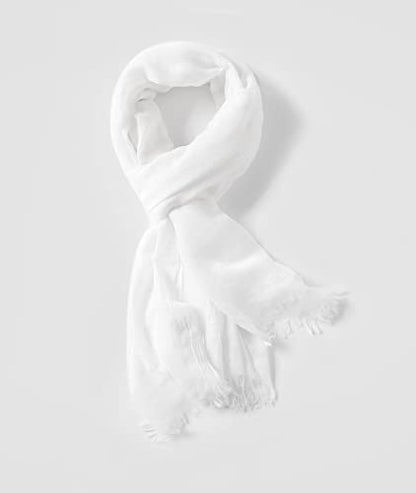 Jeelow Solid Color Scarf Wrap Shawl for Women Men – Soft Lightweight Head Scarf, All Season, Travel Beach Office Daily Wear - color: Basic White