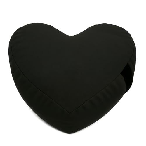 Heart Shaped Zafu Meditation Pillow for Yoga - Organic Buckwheat Filled Valentines Heart Pillow - Zen Kneeling Prayer Pad for Sitting on Floor, Yoga Cushion - Made in USA - 14"X16", Dark Humor Black - color: Black, size: Heart Shaped