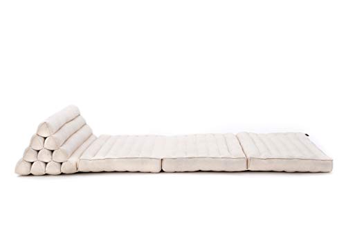 Leewadee 3-Fold Mat XXL with Triangle Cushion – Firm TV Pillow, Foldable Mattress with Cushion Made of Eco-Friendly Kapok, 67 x 31 inches, Ecru - color: Cl01 - Ecru, size: 3 seating segments XL