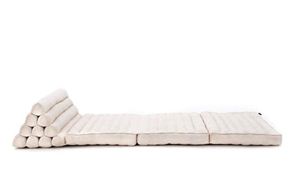 Leewadee 3-Fold Mat XXL with Triangle Cushion – Firm TV Pillow, Foldable Mattress with Cushion Made of Eco-Friendly Kapok, 67 x 31 inches, Ecru - color: Cl01 - Ecru, size: 3 seating segments XL