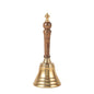 Hand Bell with Antique Brass Finish and Wooden Handle – Perfect for Weddings, Schools, Games, Reception Desks, Religious Ceremonies & Events – 3” Diameter, 8” Height